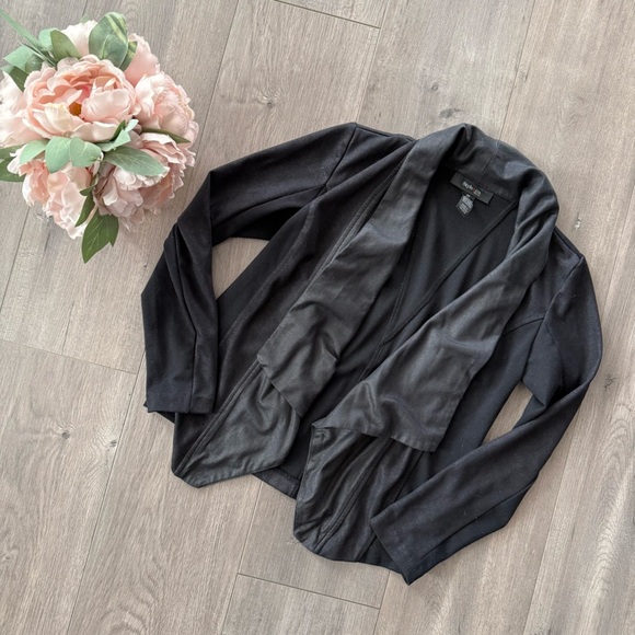 🍁5 for $15🍁 Style & Co Black Leather Panel Cardigan Sweater - Picture 1 of 5